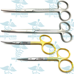 4 Pcs Metzenbaum Scissors Blunt 14 cm Straight & Curved, Iris Scissors 11.5 cm Straight & Curved w/ TC