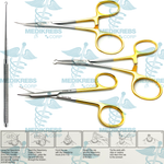 4 Pcs No Scalpel Vasectomy Set - Hook, Clamp, Forceps and Scissors
