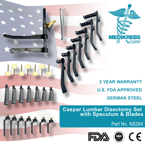 Caspar Lumbar Disectomy Set with Speculum and Blades Surgical Instruments