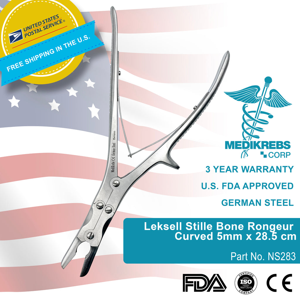 Leksell Stille Bone Rongeur Curved 5mm x 28.5 cm German Steel Instrume ...