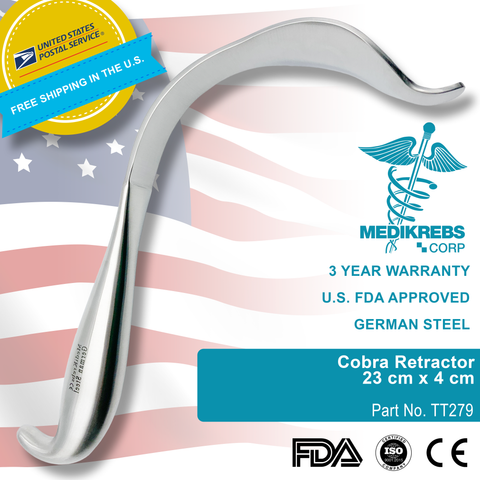 Cobra Retractor Curved 23 cm x 4 cm Surgical Instruments